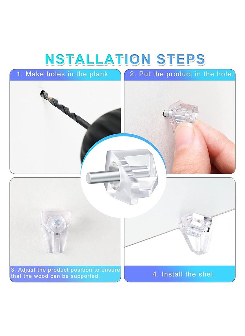 Y&D - 100 Pieces Supporting Rivet, 3 Millimeters or 1/8 Inch Shelf Support Peg Clear Plastic Small Cabinet Pins Replacement Supports Holder - Image 1