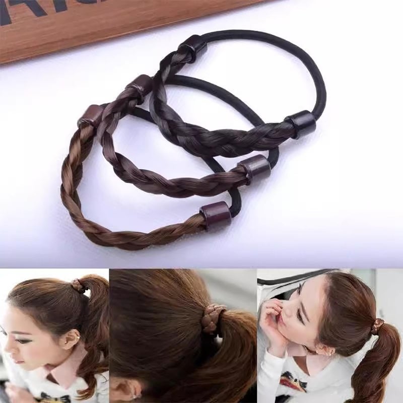 RUSTAMM 8 PCS Hair Ties Wig Braided Hair Elastic Rope Ponytail Holders for Women Girls Teens Hair Accessories (Black, natural black, light brown, dark brown) - Image 4