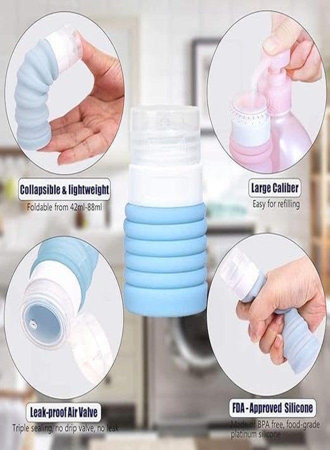 CLICKSWIFT مجموعة زجاجات شامبو للسفر من السيليكون قابلة للطي والحمل من CLICKSWIFT، مانعة للتسرب، قابلة لإعادة التعبئة، مصنوعة من مواد آمنة غذائيًا، زجاجة ضغط قابلة للطي، ملحقات سفر للشامبو واللوشن، متعددة الألوان، قطعة واحدة - Image 2