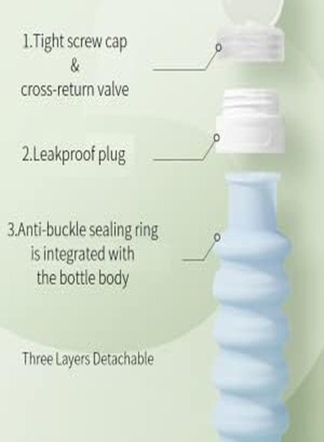 CLICKSWIFT مجموعة زجاجات شامبو للسفر من السيليكون قابلة للطي والحمل من CLICKSWIFT، مانعة للتسرب، قابلة لإعادة التعبئة، مصنوعة من مواد آمنة غذائيًا، زجاجة ضغط قابلة للطي، ملحقات سفر للشامبو واللوشن، متعددة الألوان، قطعة واحدة - Image 5