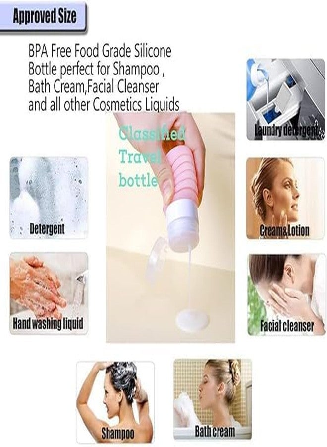 CLICKSWIFT مجموعة زجاجات شامبو للسفر من السيليكون قابلة للطي والحمل من CLICKSWIFT، مانعة للتسرب، قابلة لإعادة التعبئة، مصنوعة من مواد آمنة غذائيًا، زجاجة ضغط قابلة للطي، ملحقات سفر للشامبو واللوشن، متعددة الألوان، قطعة واحدة - Image 4
