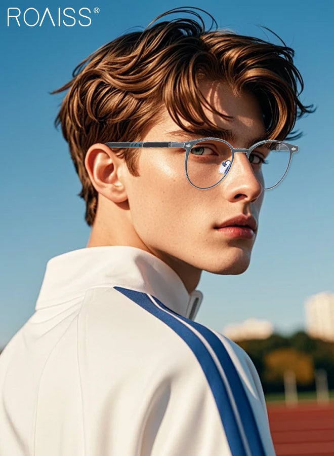 رويس مجموعة نظارات شمسية دائرية مغناطيسية مستقطبة 3 في 1، نظارات حجب الضوء الأزرق مع عدسة مستقطبة مغناطيسية وعدسة رؤية ليلية مغناطيسية، نظارات قيادة متعددة الاستخدامات للاستخدام ليلاً ونهارًا للرجال - Image 5