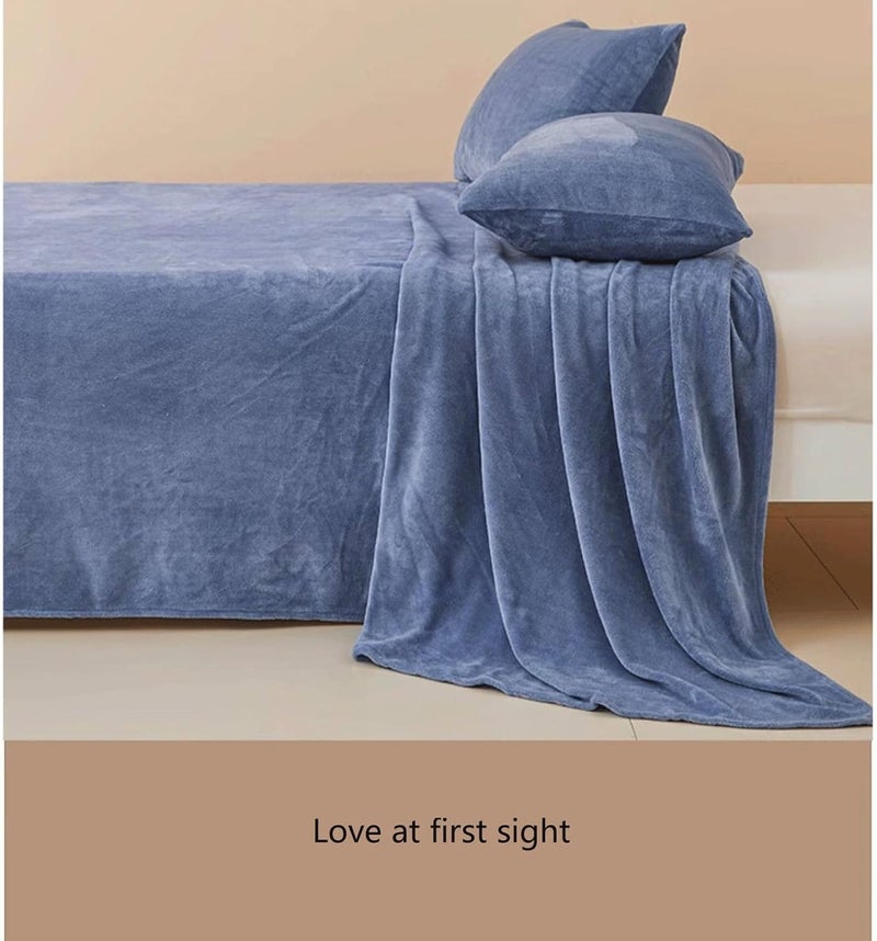 Plush Shaggy Flat Sheet Twin Queen King Velvet Top Sheet Flannel Warm Bed Sheet for Fall Winter and Spring(Blue,270x245cm) - Image 4