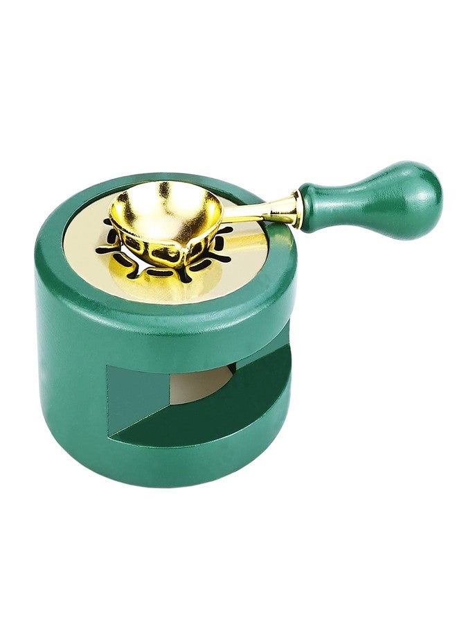 VEWINGL Wax Seal Kit Wax Seal Warmer Wax Seal Stamp Wax Seal Spoon Wax Seal Stamp Wax Seal Furnace with Melting Spoon and Wax Seal Stamp for Melting Wax Seal Sticks or Sealing Wax Beads (Dark Green) - Image 1