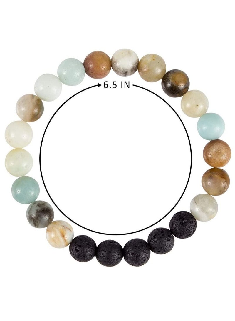 6 Pcs Chakra Bracelets for Women, Lava Stone Bead Bracelet and Healing Stones Bracelets 8mm Crystal Bracelet Yoga Beaded Bracelets Essential Oil Diffuser, Friendship Gifts