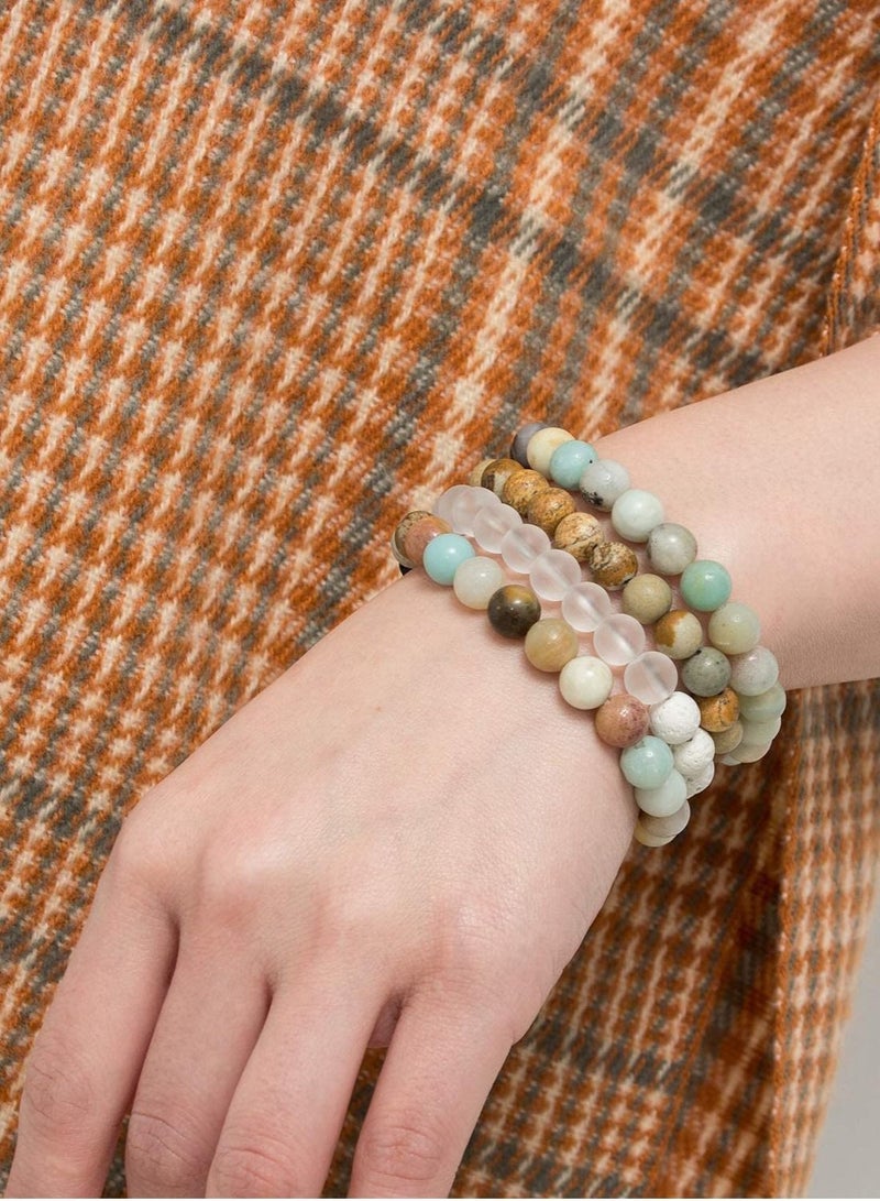 6 Pcs Chakra Bracelets for Women, Lava Stone Bead Bracelet and Healing Stones Bracelets 8mm Crystal Bracelet Yoga Beaded Bracelets Essential Oil Diffuser, Friendship Gifts