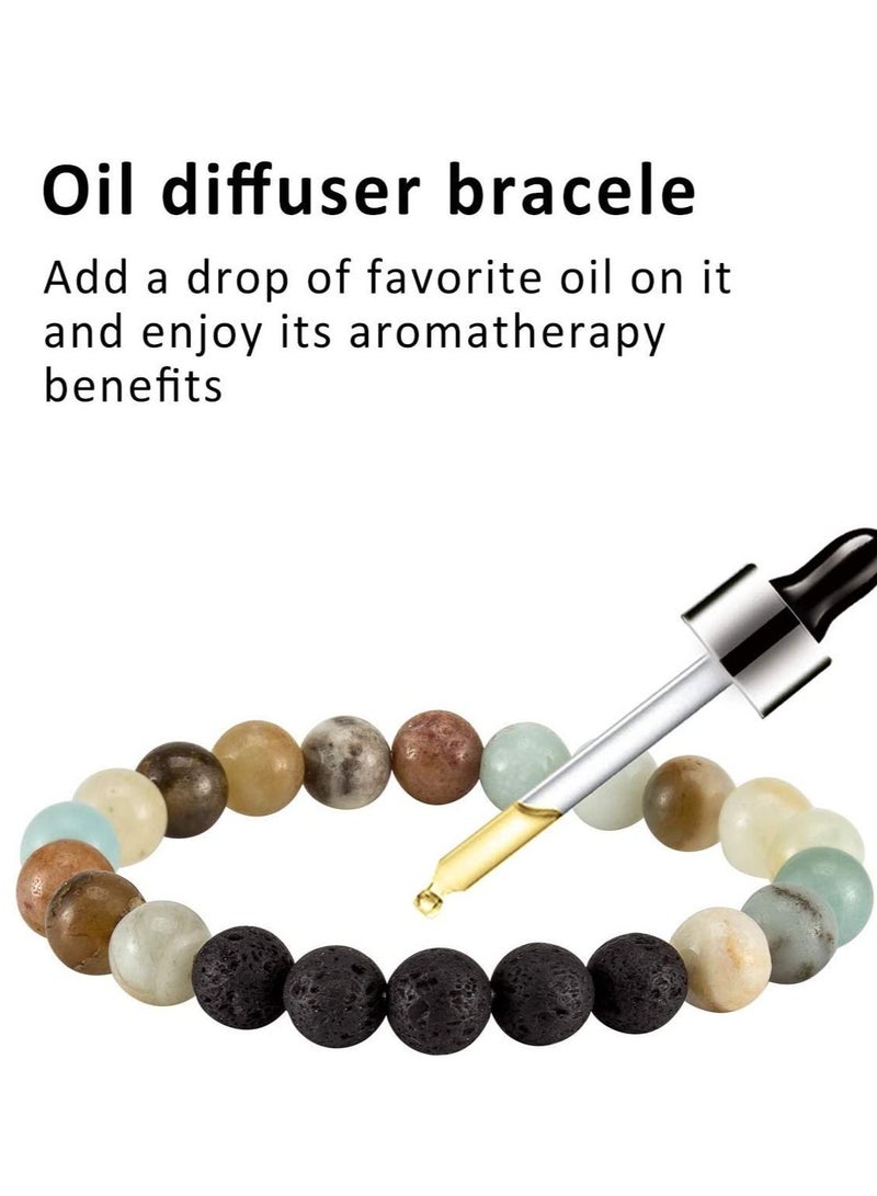 6 Pcs Chakra Bracelets for Women, Lava Stone Bead Bracelet and Healing Stones Bracelets 8mm Crystal Bracelet Yoga Beaded Bracelets Essential Oil Diffuser, Friendship Gifts