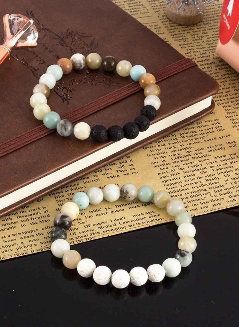 6 Pcs Chakra Bracelets for Women, Lava Stone Bead Bracelet and Healing Stones Bracelets 8mm Crystal Bracelet Yoga Beaded Bracelets Essential Oil Diffuser, Friendship Gifts