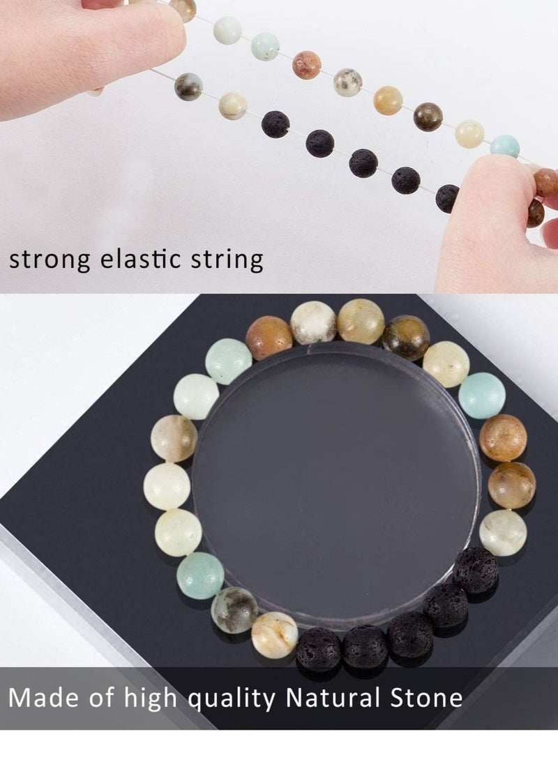 6 Pcs Chakra Bracelets for Women, Lava Stone Bead Bracelet and Healing Stones Bracelets 8mm Crystal Bracelet Yoga Beaded Bracelets Essential Oil Diffuser, Friendship Gifts