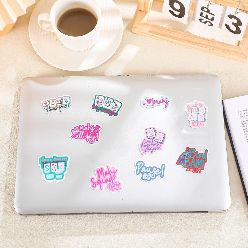 YooNotee 20 Pcs Funny Mahjong Stickers for Water Bottle, Scrapbook, Laptops, Phone Self-Adhesive Waterproof Mahjong Stickers Vinyl Chinese Mah Jong Decals Gifts for Party Decoration - Image 5