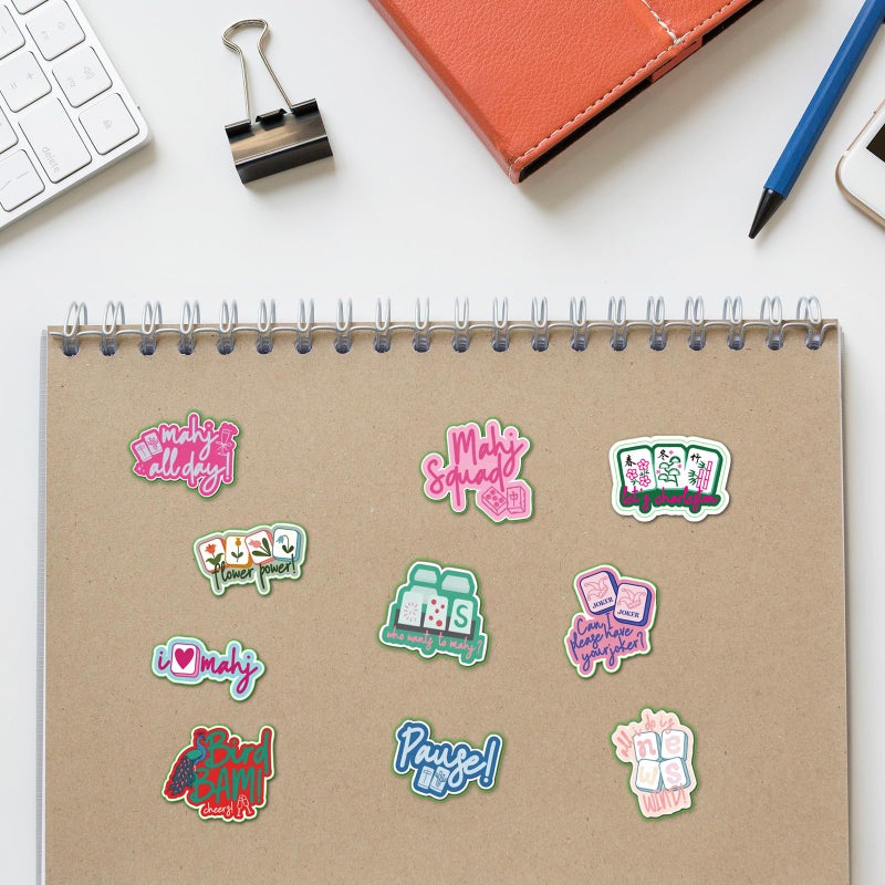 YooNotee 20 Pcs Funny Mahjong Stickers for Water Bottle, Scrapbook, Laptops, Phone Self-Adhesive Waterproof Mahjong Stickers Vinyl Chinese Mah Jong Decals Gifts for Party Decoration - Image 4