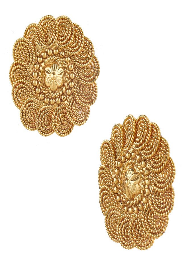 Bodha Indian BollywoodTraditional Coin Gold Stud Earrings For Women (SJ_1434) - Image 2