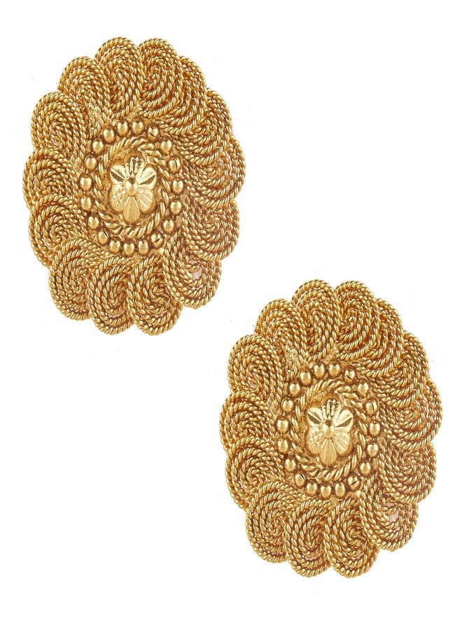 Bodha Indian BollywoodTraditional Coin Gold Stud Earrings For Women (SJ_1434) - Image 1
