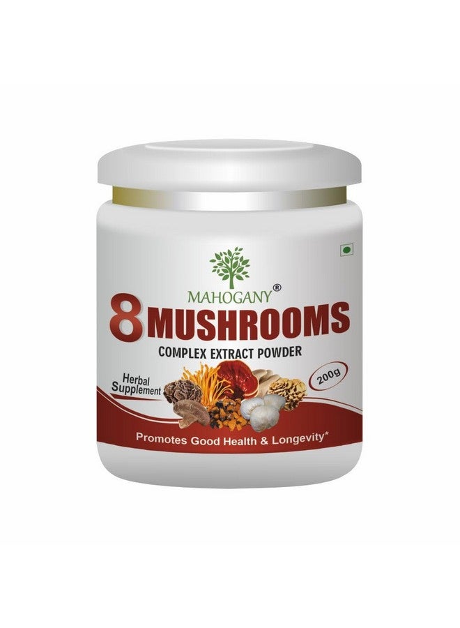 Mahogany 8 Mushrooms Complex- Combined Extracts Of Reishi, Lion'S Mane, Turkey Tail, Chaga, Cordyceps, Shiitake, Maitake & Oyster Mushrooms 200G- Supercharges Overall Health - Image 1