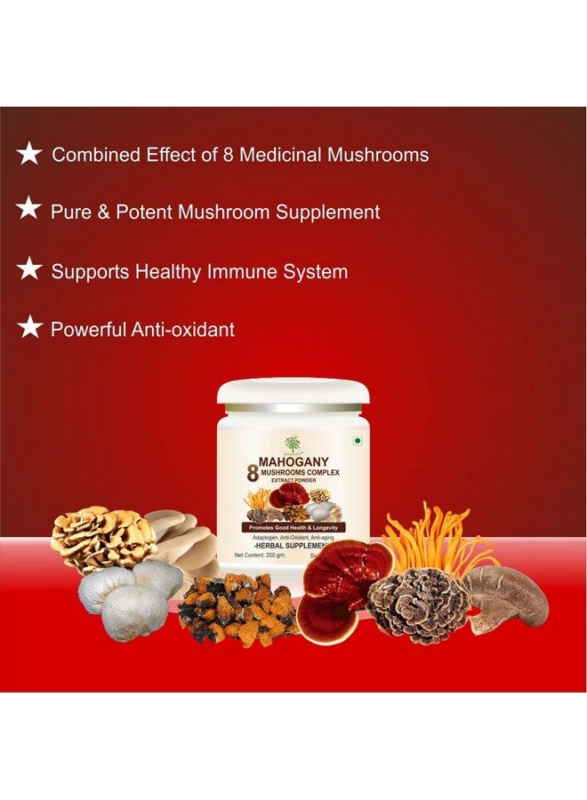 Mahogany 8 Mushrooms Complex- Combined Extracts Of Reishi, Lion'S Mane, Turkey Tail, Chaga, Cordyceps, Shiitake, Maitake & Oyster Mushrooms 200G- Supercharges Overall Health - Image 4