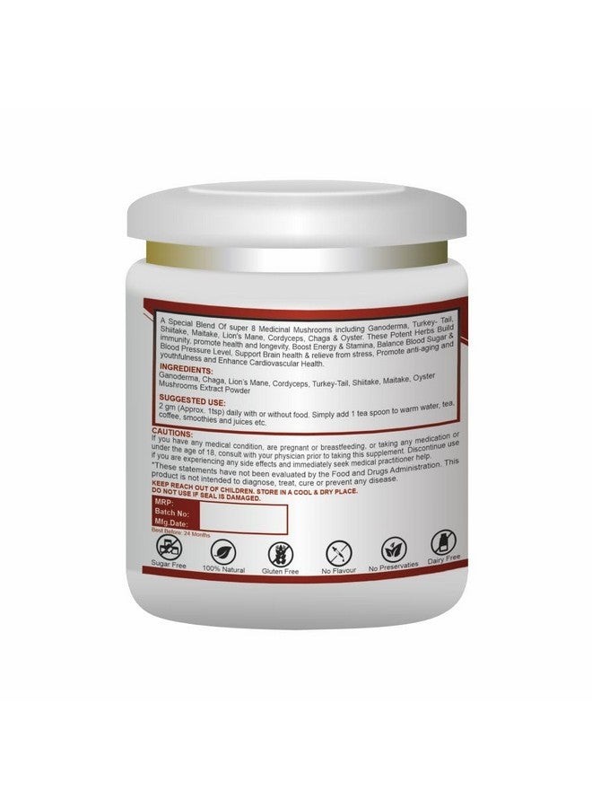Mahogany 8 Mushrooms Complex- Combined Extracts Of Reishi, Lion'S Mane, Turkey Tail, Chaga, Cordyceps, Shiitake, Maitake & Oyster Mushrooms 200G- Supercharges Overall Health - Image 2