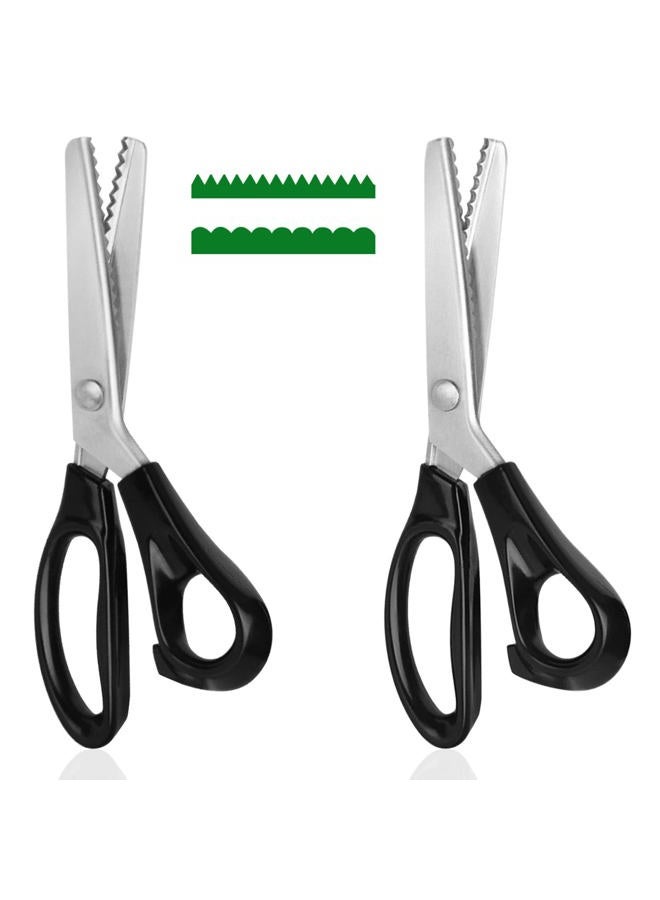 DaKuan 2 Pieces Fabric Scissors, 2 Patterns Fabric Scissors, Zig Zag Scissors for Crafts, Paper Cutting, Fabric (5mm Triangular and Rounded Teeth) - Image 1
