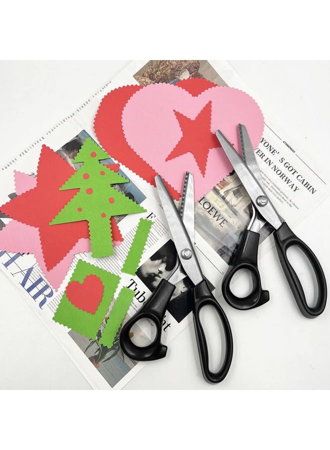 DaKuan 2 Pieces Fabric Scissors, 2 Patterns Fabric Scissors, Zig Zag Scissors for Crafts, Paper Cutting, Fabric (5mm Triangular and Rounded Teeth) - Image 2