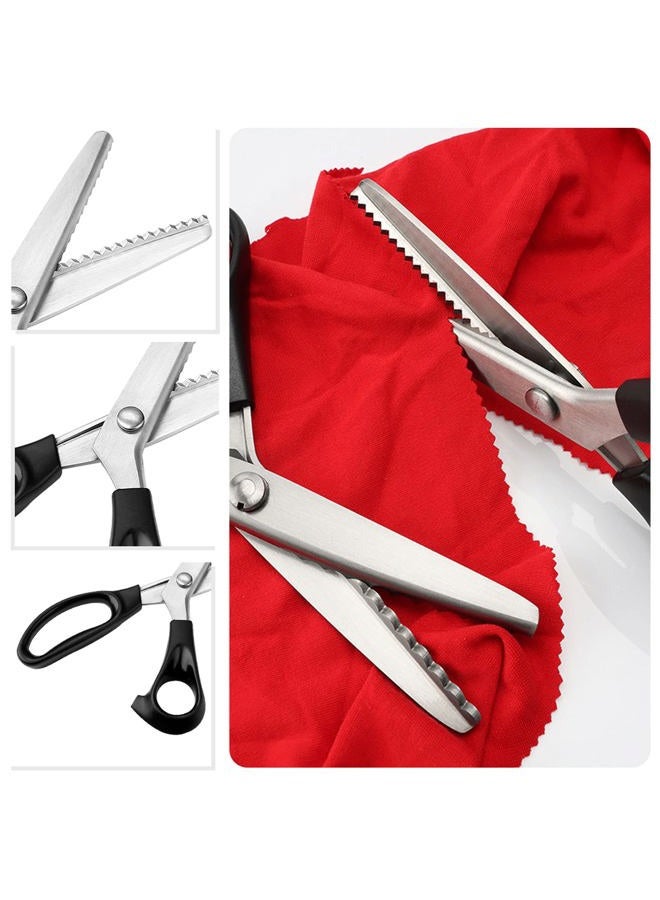 DaKuan 2 Pieces Fabric Scissors, 2 Patterns Fabric Scissors, Zig Zag Scissors for Crafts, Paper Cutting, Fabric (5mm Triangular and Rounded Teeth) - Image 4