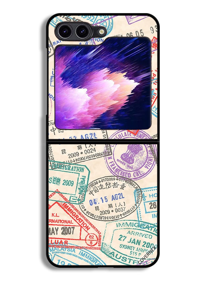 Covernex غطاء حماية لجهاز سامسونج جالكسي Z Flip6 بنمط طوابع السفر - Image 1