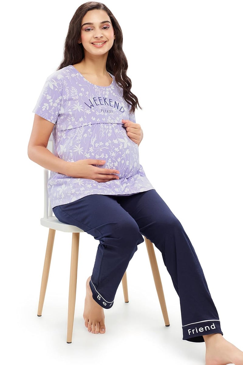 ZEYO Women's Cotton Floral Printed Maternity & Feeding Regular Fit Top 5644 - Image 3