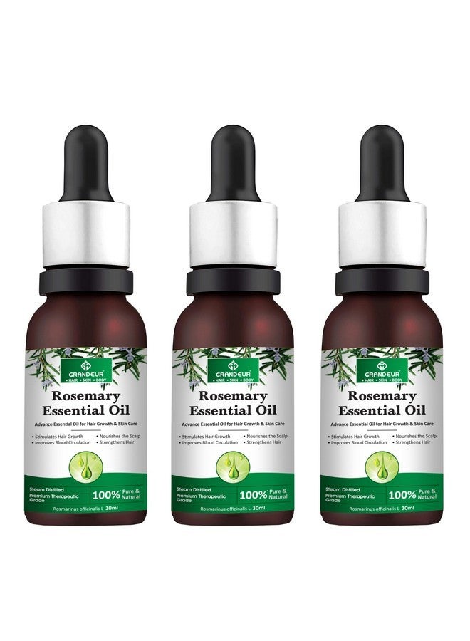 جراندور زيت إكليل الجبل العطري لنمو الشعر والتحكم في تساقط الشعر وتغذية فروة الرأس، نقي 100%، طبيعي، للعناية بالبشرة، 90 مل (عبوة من 3 قطع) - Image 1