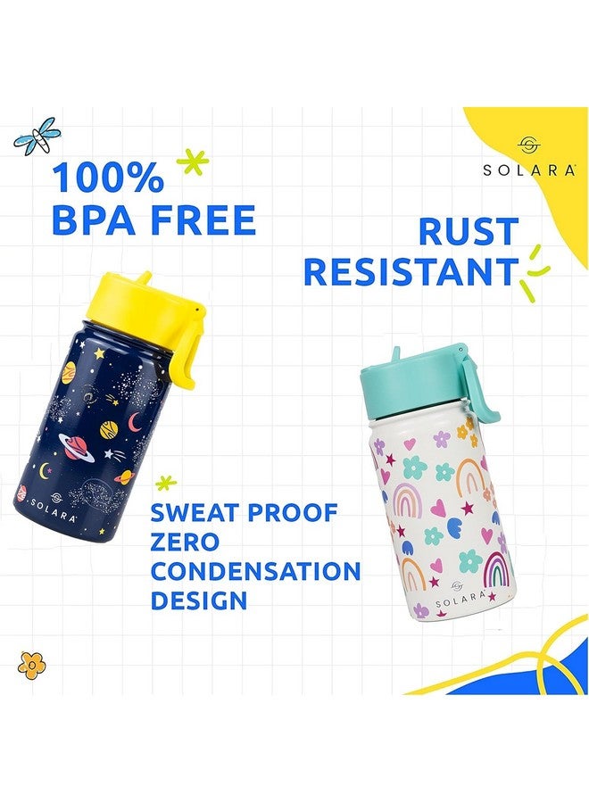 SOLARA Insulated Water Bottle for Kids 450ml, Kids Water Bottle, Sipper Bottle for Kids, Thermosteel Kids Bottles, Stainless Steel Water Bottles for Kids, Straw Bottle for Kids, Rainbow - Image 3