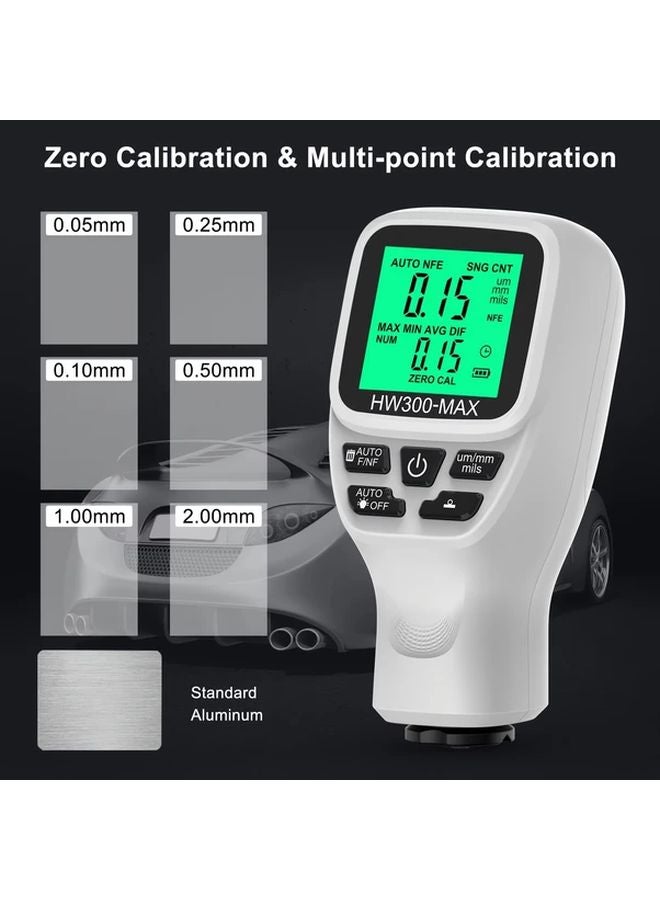 Black HW300 MAX Car Coating Thickness Gauge 0 2000µm Digital Paint Film Tester Backlight - Image 5