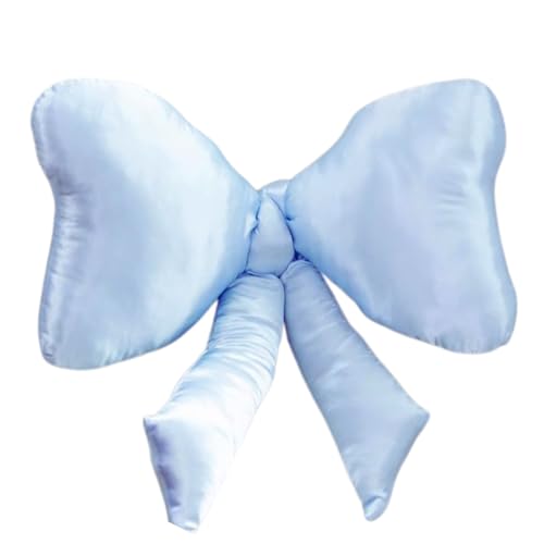 Luxape Bow Pillow Big Coquette Throw Pillow Bow Shaped Pillow Silky Satin Coquette Decor Bow Room Baby Blue Pillow Nursery Decorations Cute Room Baby Blue - Image 1