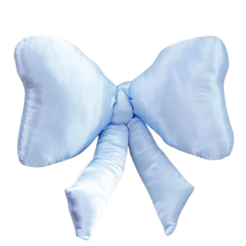 Luxape Bow Pillow Big Coquette Throw Pillow Bow Shaped Pillow Silky Satin Coquette Decor Bow Room Baby Blue Pillow Nursery Decorations Cute Room Baby Blue - Image 2
