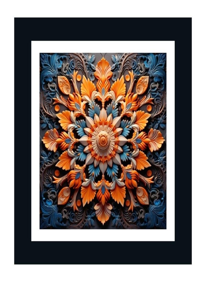 DEKORSTATION Bright Multicolor Floral Mandala Wall Decor Art Print/Painting/Poster with Black Frame for Living Room, Bedroom, Office, Home Decoration Size: 12 X 12 Inch - Image 2