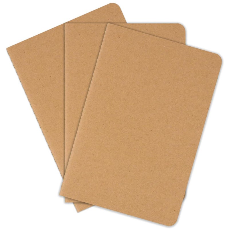 newestor (Set of 3) Lined Travelers Notebook Inserts for A5 Travelers Notebook, Total 90 Sheets, Kraft Cover, 5.5 x 8.3 Inches - Image 1