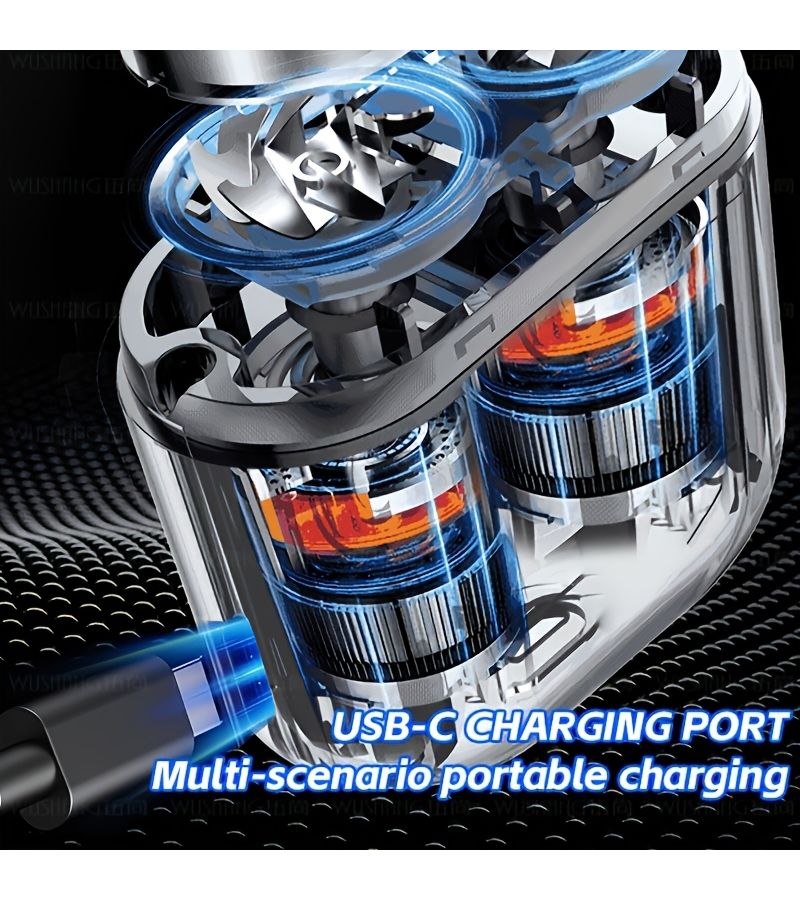 Orange Mini Portable Electric Shaver With Magnetic Dual Blade Head 2 Speed USB Charging For Men - Image 1