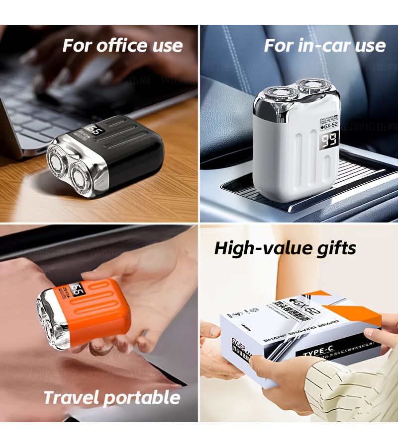 Orange Mini Portable Electric Shaver With Magnetic Dual Blade Head 2 Speed USB Charging For Men - Image 5