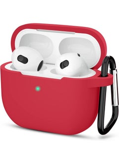 Sounce AirPods 3 Case Cover with Keychain Neck, Protective Silicone Case Skin Compatible with AirPods 3rd Generation (2021 Released), Shockproof, Supports Wireless Charging - [Red]