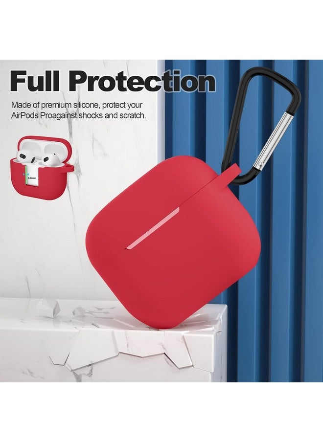 Sounce - Sounce AirPods 3 Case Cover with Keychain Neck, Protective Silicone Case Skin Compatible with AirPods 3rd Generation (2021 Released), Shockproof, Supports Wireless Charging - [Red] - Image 1