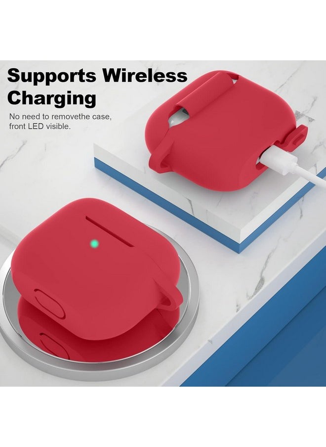 Sounce - Sounce AirPods 3 Case Cover with Keychain Neck, Protective Silicone Case Skin Compatible with AirPods 3rd Generation (2021 Released), Shockproof, Supports Wireless Charging - [Red] - Image 1