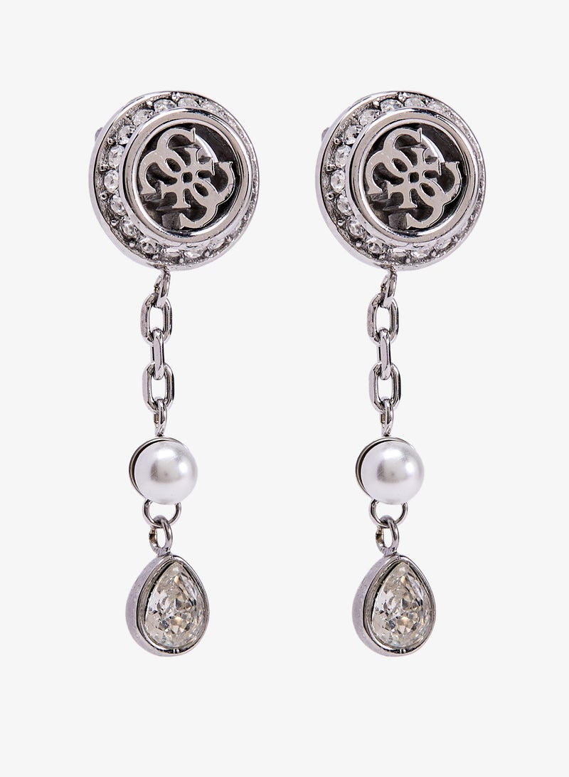 GUESS Tiny Pearly Logo Earrings - Image 1