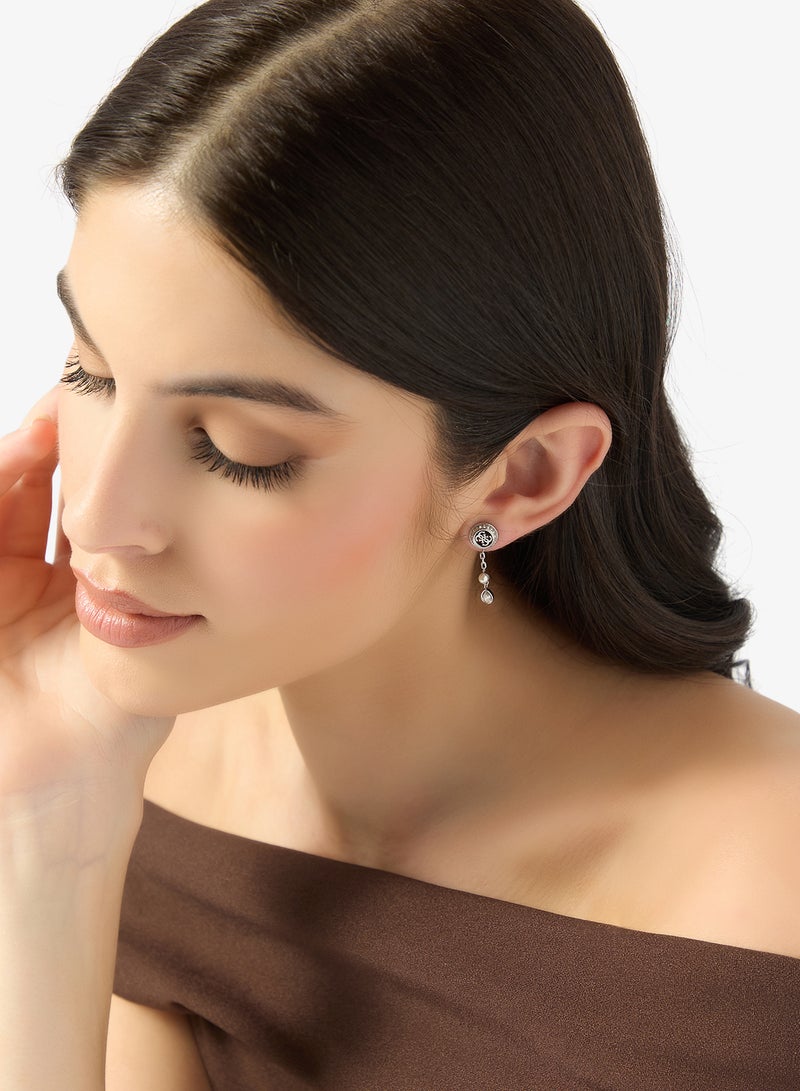 GUESS Tiny Pearly Logo Earrings - Image 4