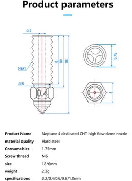 Hobi Mekatronik Elegoo Neptune 4-4 Pro Hardened Cht Steel Nozzle 500°C(0.8MM)  - Image 3