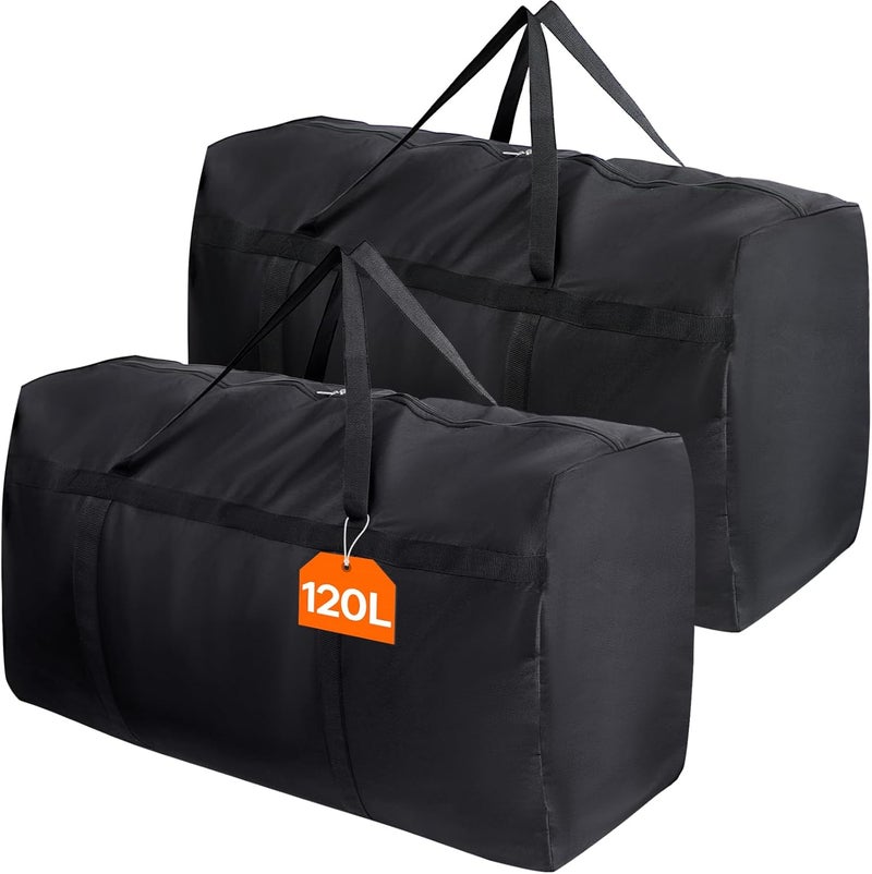 Lifewit Large Oxford Storage Bag, Heavy Duty Duvet Storage Cover, Foldable Storage Bag with Reinforced Handles, Underbed Clothing Storage, Quilts, Blankets, Black, 120 L, Pack of 2 - Image 1