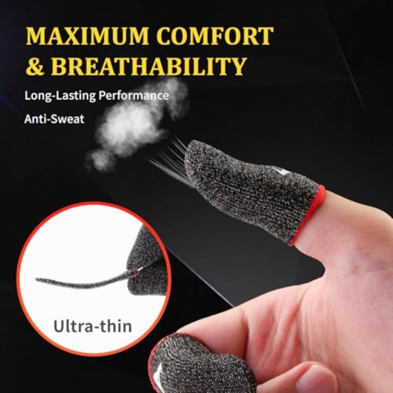 6 Pack Finger Sleeves for Gaming, Thumb Sleeves for Mobile Gaming, Anti Sweat, Ultra Thin, 0.15mm Silver Fiber, Suitable for Most Gamers, Gaming Finger Gloves for PUBG COD Dedales Gamer, Covers - Image 3