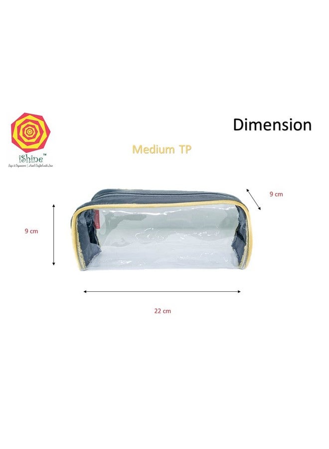 iShine Multipurpose Travel Morning Zipper Pouch for Men and Women Transparent Grey Gold - 1 pc - Image 2