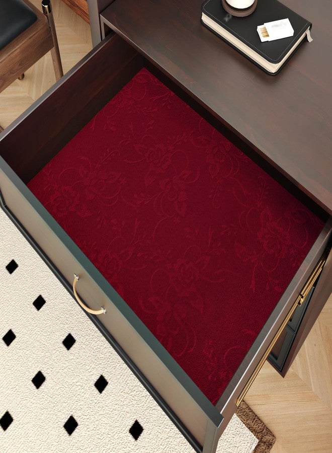 WESTICK Vintage Red Floral Velvet Wallpaper Self Adhesive Felt Drawer Liner Removable Flocking Fabric Wallpaper Peel and Stick Velvet Fabric Contact Paper for Cabinets Lining Jewelry Box 11.8"x80" - Image 5