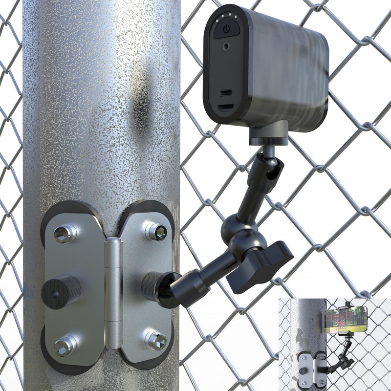 MOHOSOKO Magnetic Fence Mount for Mevo Start, GoPro, iPhone and Action Cameras - Two 1/4" Mount Points, Camera Magnet Holder for Game Changer at Baseball Field - Image 1