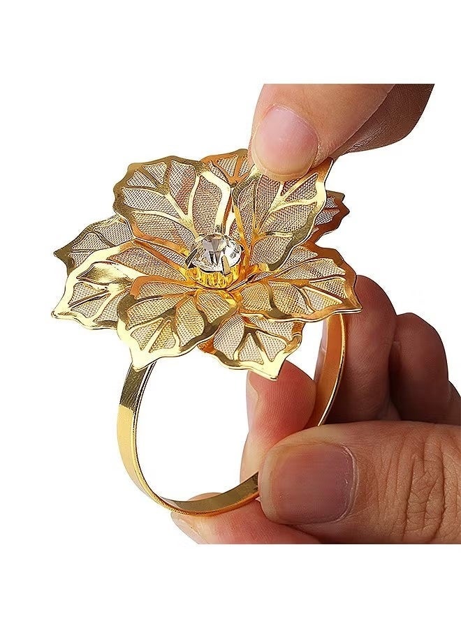 6 PCS Napkin Rings, Gold Flower Napkin Ring Holders, For Wedding Mother's Day Gather Prom Party Table Decoration - Image 3