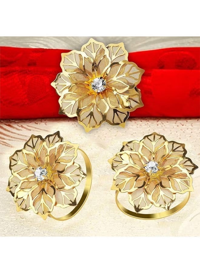 6 PCS Napkin Rings, Gold Flower Napkin Ring Holders, For Wedding Mother's Day Gather Prom Party Table Decoration - Image 5