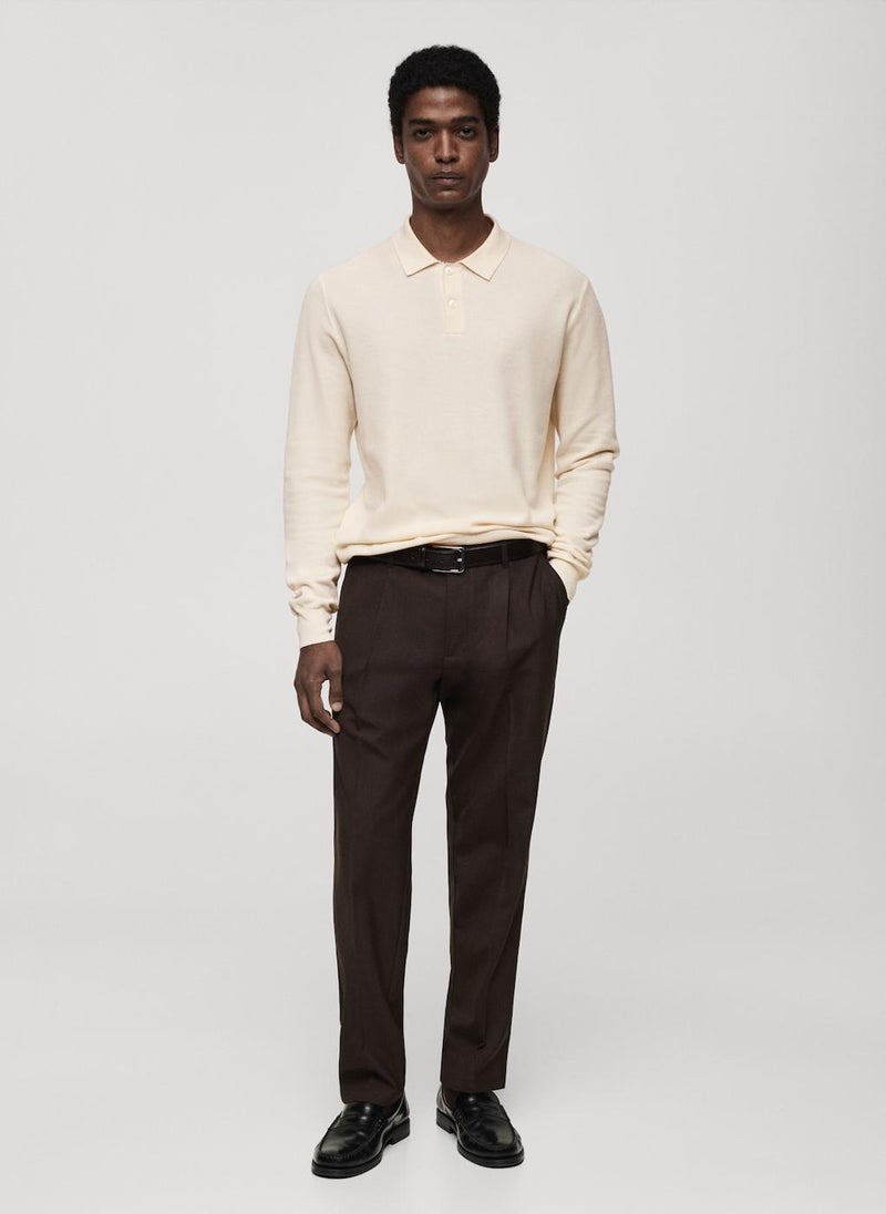 Mango Man Micro-Structured Cotton Blend Knitted Polo Shirt  - Image 4