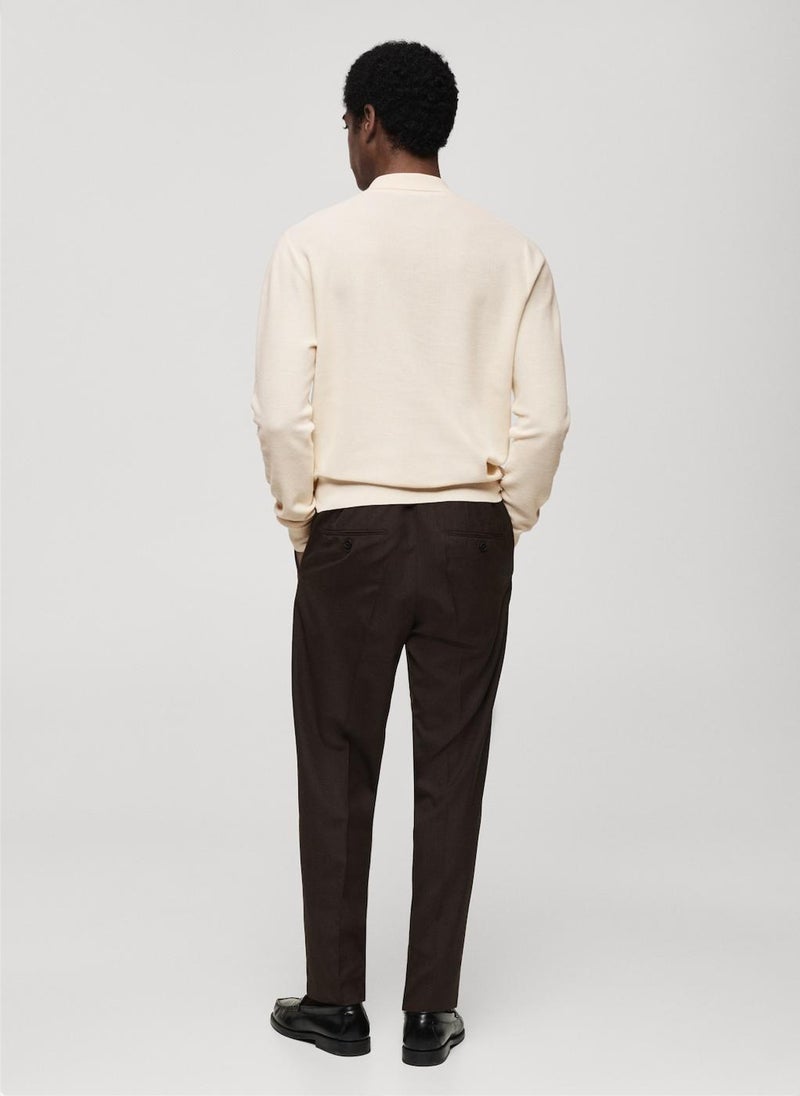 Mango Man Micro-Structured Cotton Blend Knitted Polo Shirt  - Image 2