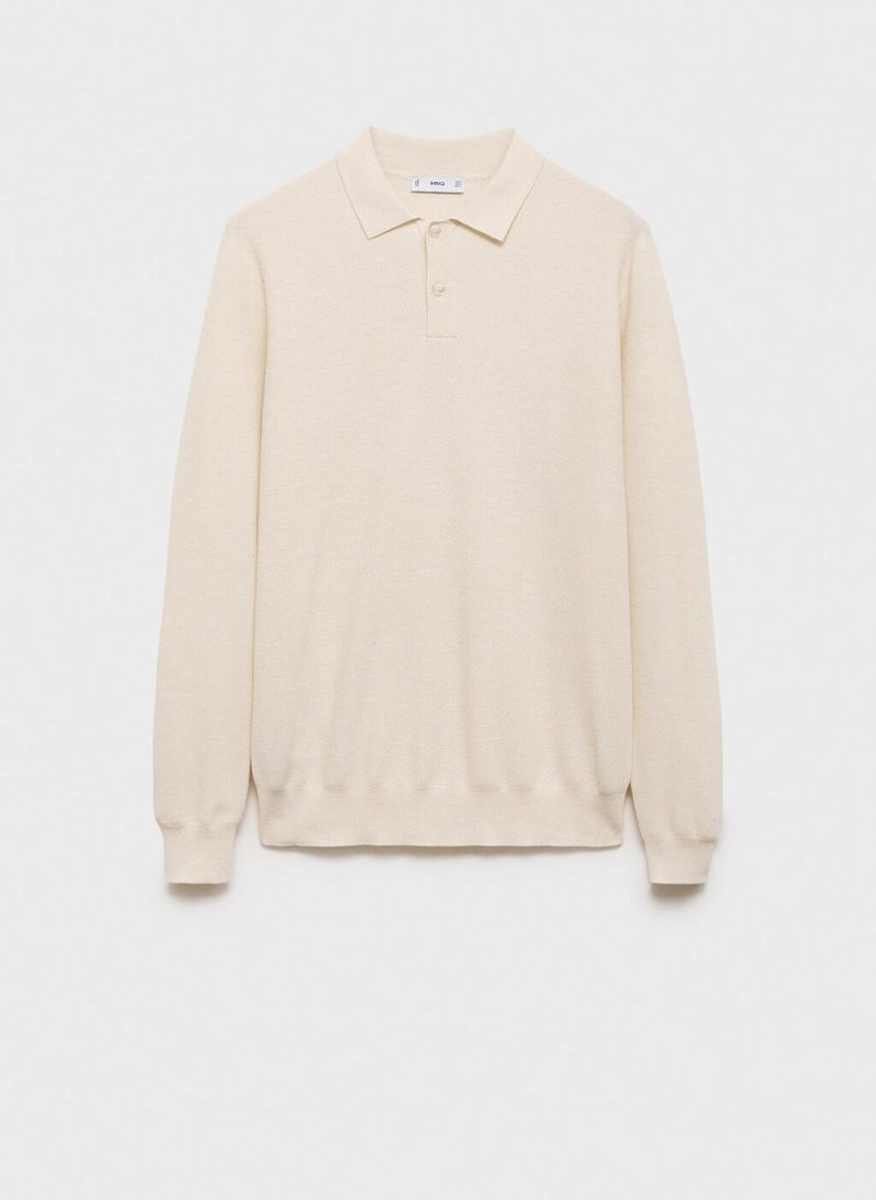 Mango Man Micro-Structured Cotton Blend Knitted Polo Shirt  - Image 5